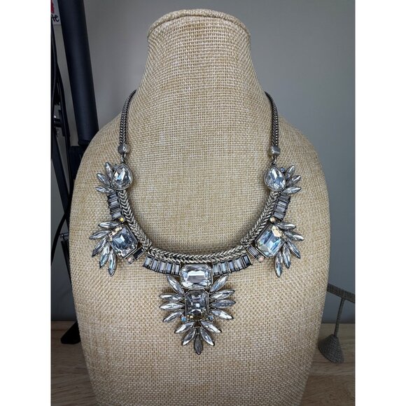 Loft Silver-Tone Crystal Statement Necklace With Rhinestone Accents - Picture 15 of 15